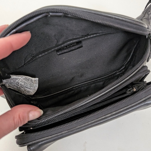 The Stone Leather Fanny Pack Belt Bag Pockets Adjustable Buckle Black - Picture 8 of 10